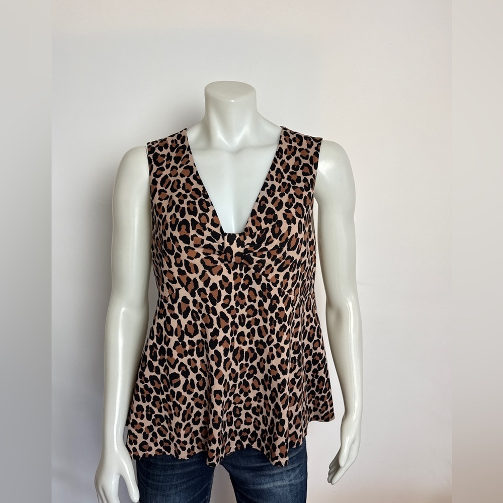 KATE SPADE New York - Spotted Leopard Bow-Knot Sleeveless blouse. 14 - P2P 21" - Picture 6 of 8